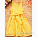 लड़कियों की नई पीली गर्मियों की पोशाक फैशनेबल राजकुमारी पोशाक